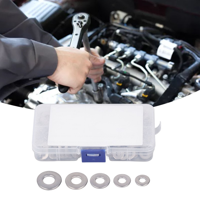 250PCS Flat Washer Kit Stainless Steel 5 Specifications Anti Corrosion
