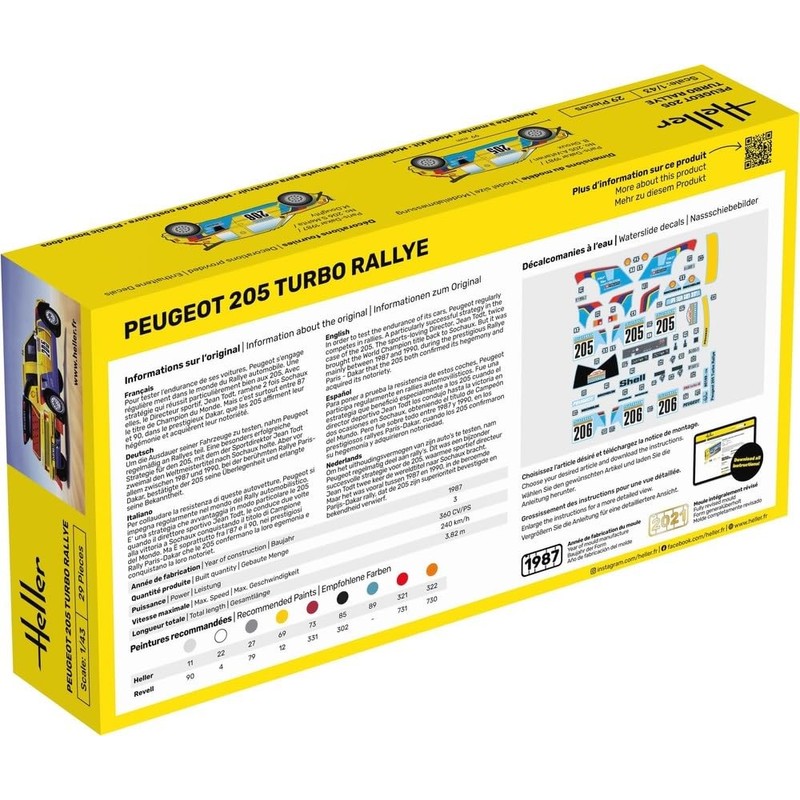 PLATZ HE80189 1/43 PEUGEOT 205 Turbo Rally Plastic Model