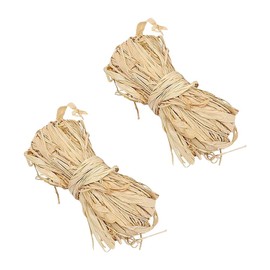HugeDE 2 Bundles 50g Natural Raffia Paper Ribbon Christmas Raffia Gift Wrap Ribbon Raffia Paper Twine Craft Raffia Straw Crochet Paper Raffia Yarn for Florist Bouquets Decoration