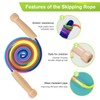 JurciCat Children's Skipping Rope Rainbow Colours with Non-Slip Wooden Handle