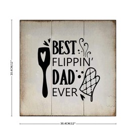 Best Flippin' Dad Ever Wood Signs Rustic Wall Plaque Christian Scripture Wood Plaque Sign Wall Decor Hanging Plaque Sign for Grandpa Papa Dad Boyfriend Teacher Housewarming Gift 12inX12in