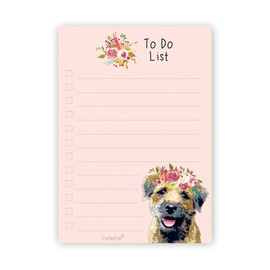 Curled Up Border Terrier To Do List Notepad – A6-50 Tear Off Pages - Border Terrier Gifts – Notes Organiser – Dog Lover Memo Desk Pad - Stocking Filler