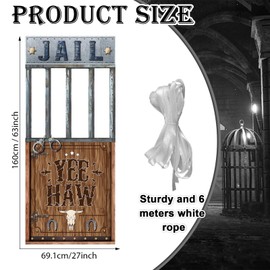 Fabric Jail Backdrop for Photography Jail Photo Prop Prison Cell Photo Booth Frame Prison Banner Wild West Jail Background Western Cowboy Cowgirl Party Favor Mugshot Crime Party Supplies 63x27Inch