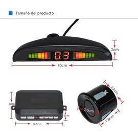 mornwell Sistema De Radar,con 4 Sensores de Reversa para Auto de Aparcamiento LED,Alerta de Sistema de Radar de Marcha Atrás para Estacionar para Coche (Negro)