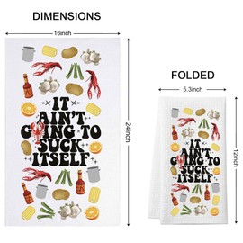 WCGXKO Funny Crawfish Gift Crawfish Tea Towel Womens Crawfish Kitchen Towel Dish Cloth (Suck Itself Towel CA)