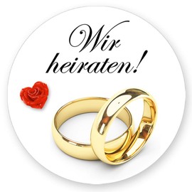 50 Stickers "Wir heiraten" – Decoration Round Diameter 4.5 cm, Special Occasions Wedding, Motif Stickers