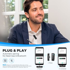 Saramonic Blink300 B5 Wireless Lavalier Microphone for Android USB C Smartphone Tablet Noise Cancellation, 164ft Transmission, Wireless Lapel Podcast Microphone Mic for Video Recording, Vlogging