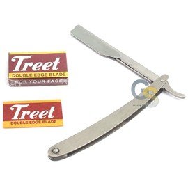 G.S SUPERFLY PROFESSIONAL STRAIGHT EDGE RAZOR WITH 11 SINGLE EDGE BLADES - CLOSE SHAVING MEN'S MANUAL SHAVER SAFETY