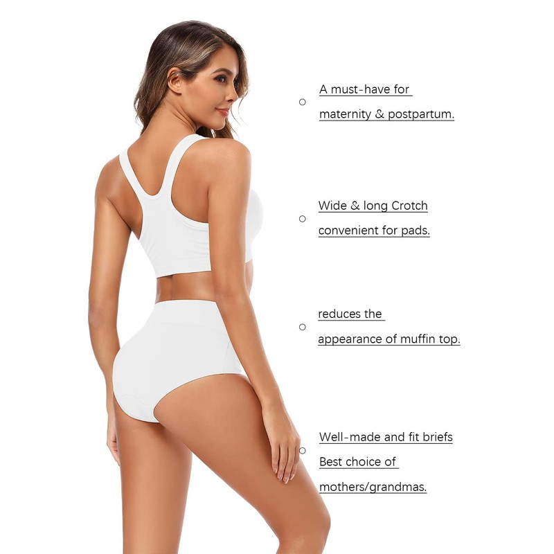 Molasus Women's Soft Cotton Underwear Briefs High Waisted Postpartum Panties