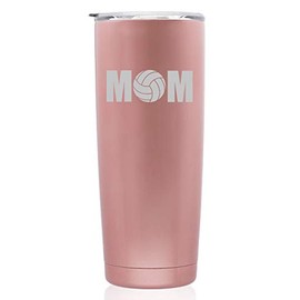 Rose Gold Double Wall Vacuum Insulated Stainless Steel Tumbler Travel Mug MOM Volleyball (Skinny 20 oz)