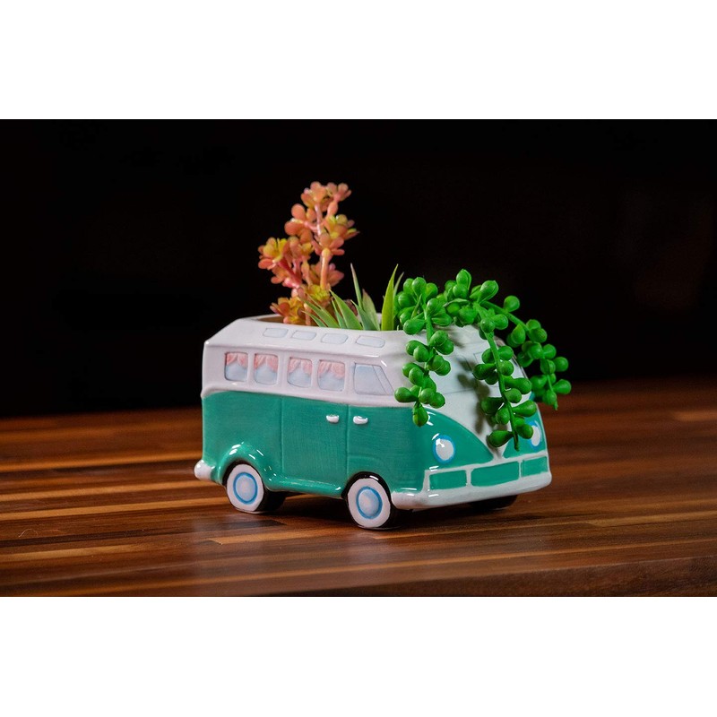 Blue Sky Ceramic Bus 7“ Planter, Multi Color