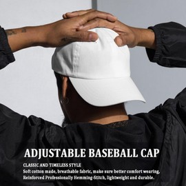 Favuit Baseball Cap, Mens Golf Cap Unisex Adjustable Cotton Sports Sun Visor Hat Classic Dad Cap Trucker Hat Casual Plain Hats for Outdoor Men Women UK(White)