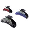 Set of 6 Fashionable Assorted Colour Tri-Tone Diamante Stone Clamps
