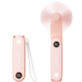 SWEETFULL Portable Handheld Mini Fan with LED Display, 2-in-1 Personal Foldable USB Rechargeable Hand Held Fan & Flashlight for Travel, Lash Eyelash, Cute Small Pocket Fan for Women, Girls