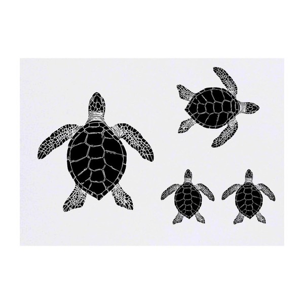 4 x 'Sea Turtle Top View' Temporary Tattoos - Water