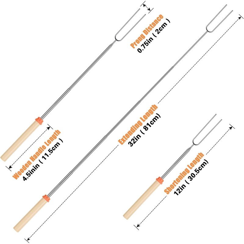 Marshmallow Roasting Sticks, Smores Stick for Fire Pit, 32 Inch
