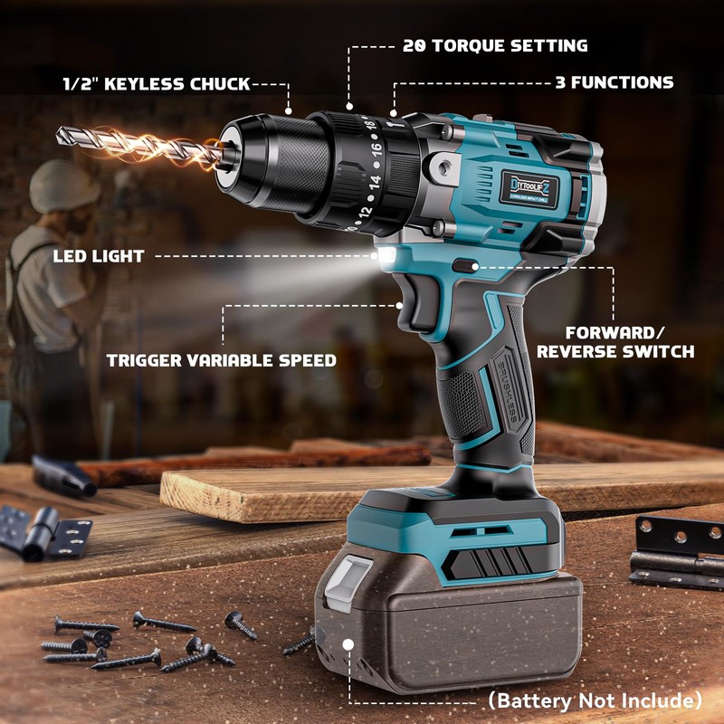 DIYtoolifz Cordless Power Drill Compatible with Makita 18v Battery: 3
