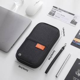 Travel Passport Wallet, RFID Family Passport Holder Large, Lightweight Passport Cover Case Waterproof Bag Document Organizer for Women & Men-Black