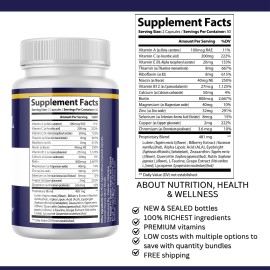 Pelican Vitamins Crystal Vision- Eye Support with Lutein- 2 Bottles- 120 Capsules