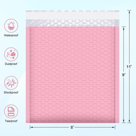8x10 Light Pink Bubble Mailers Padded Mailers Bubble Envelopes Self Sealing Shipping Bags, 25 Pack