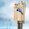 Relaxdays Nesting Box for Birds, for Hanging, Untreated Wood, Escape