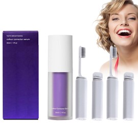 Toothpaste White Teeth 30ml und 2PC Klappbare Zahnbürste, Teeth Whitening Booster, Purple Toothpaste, Radiant, Gum Repair Toothpaste, Ensures Effective Removal of Discolouration, lipmask1 (17)