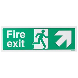 V Safety Fire Exit Arrow Up And Right Sign - 300mm x 100mm - 1mm Rigid Plastic