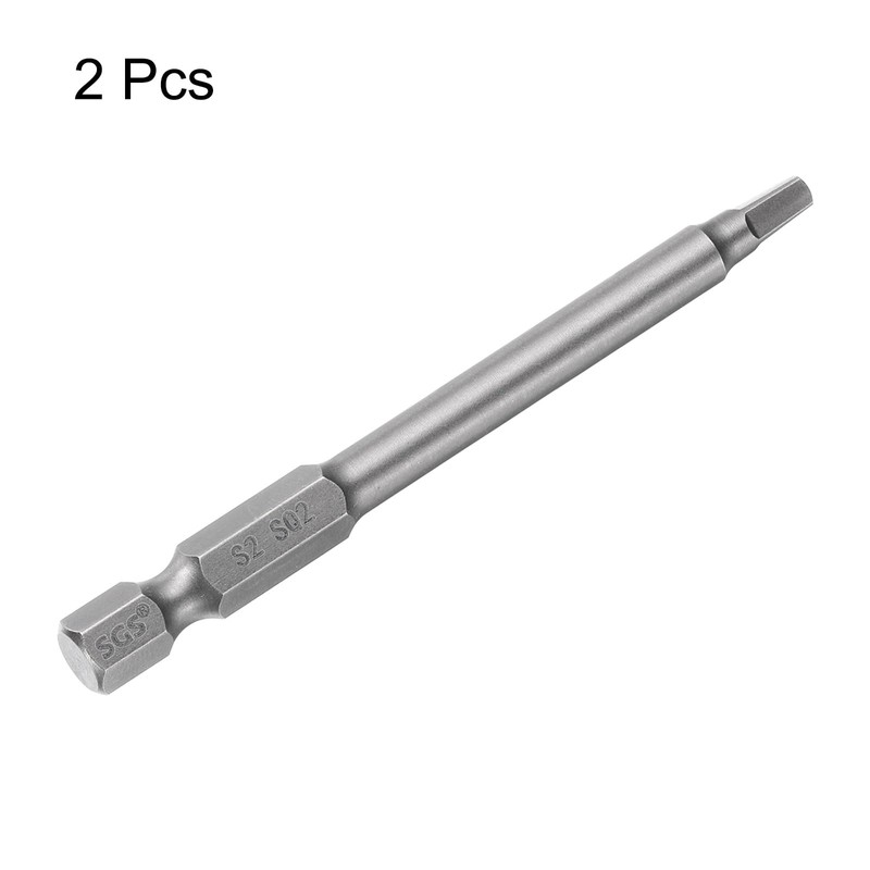 sourcing map 2pcs Square Screwdriver Bit SQ2 1/4" Hex Shank