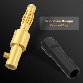 VCELINK 4mm Speaker Banana Plugs-Open Screw Type, Insulated 24K Gold Plated Speaker Wire Banana Plugs Connectors (10 Pairs(20 pcs))