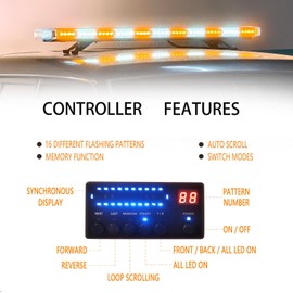 47" 88 LED Amber/White Truck Flashing, Amber Light Bar, High Brightness Warning Beacon Strobe, Vehicle Emergency/Beacon Light.