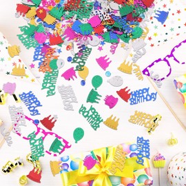 300Pcs Happy Birthday Confetti,Birthday Colorful Table Confetti Decoration,Glitter Foil Star Sequins Happy Birthday Confetti Party Decorations