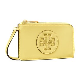 Tory Burch Women's Ella Bio Vegan Leather Zip Card Case Wristlet Wallet, Vintage Lemon