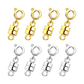LICQIC 8 Pcs Magnetic Chain Necklace Bracelet Clasps, Closures Connector Locking Magnetic Clasp Converters for Jewelry Accessories, 2cm, Gold+Silver