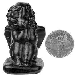 moonsix Carved Angel Crystal Statue Black Obsidian Animal Figurine Paperweight Collectible Stone Sculpture for Home Office Table Decor