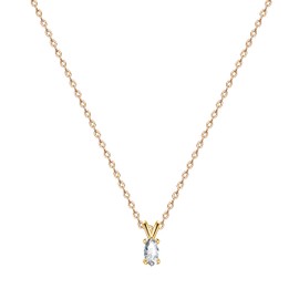 KristLand - 18K Gold Plated Dainty CZ Simulate Diamond Solitaire Round Pendant Heart Silver Necklace for Women Gift Chocker Chain Gold Marquise