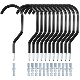 CENBEN 12 Packs Garage Wall Hooks, Screw-in Heavy Duty Garage Storage Hooks Garage Hangers Shed Hook with Plastic Coated Wall Mount/Ceiling Hook for Garden Tools, Cleaning Utensils, Bicycles Hanging