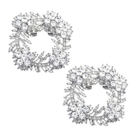 ELEGANTPARK FH Shoes Clips for Pumps Rhinestones Decorations Charms Buckle Women Wedding Party Accessories Silver 2 Pcs