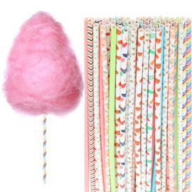 50 PCS Cotton Candy Cones 13.77 Inch Cotton Candy Sticks Random Colorful Cotton Candy Supplies Paper Straws Cones for Birthdays, Weddings, Holiday Parties, Candy Making