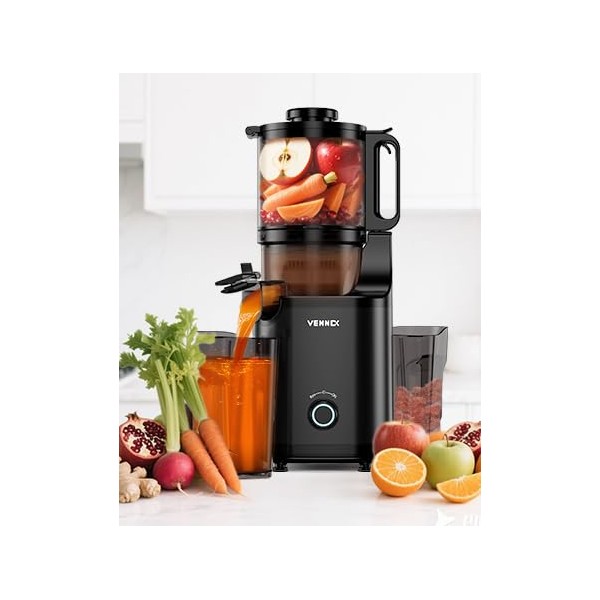 VENNEX Cold Press Juicer with 5.7" Extra Large Feed Chute,
