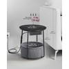 VASAGLE Side Table with Charging Station, Round End Table With