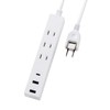 Elecom ECT-38-3A2C30WH Power Strip, USB Outlet 15W, AC x 3,