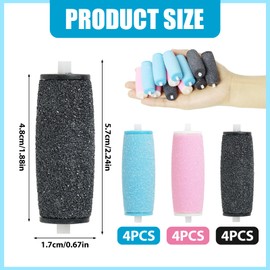 Yerozhui 12 Stück hornhautentferner ersatzrollen für Scholl Velvet Smooth Extra Grobe Mineral Ersatzrollen mit Diamantpartikeln, Nachfüll-Rollen für Hornhautentferner, 3 Rauheitsgrade für Füße