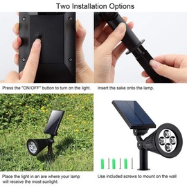 GRIFEMA DG2006 Solar Garden Light 4 LED RGB Waterproof Spotlight 7 Colour Changing Waterproof Spotlights 2 Pack