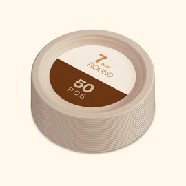 Gracz Compostable Disposable Paper Plates 7 inch Super Strong 100% Bagasse Natural Biodegradable Eco-Friendly Plates || 50Pcs