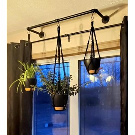 Bouqlife 3 Pack Self Watering Hanging Planters Macrame Plant Hangers with Indoor Flower Pots, 3 Different Size Hanging Basket, Plant Hanger with Hooks for Garden Home Decor Black
