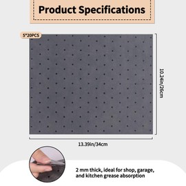 Safetect Spill Absorbent Pads Hanging Oil Absorbent Pad for Spills Other Liquids 10"x13"x2mm Oil Spill Mat Leak & Drip & Spill Control Oil Pads for Garage Basement Accessories (5 * 20Pc Per Case)