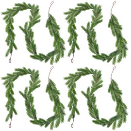 Lyrow 4 Pcs Christmas Pine Garland Artificial Pine Winter Greenery Pine Garland Faux Holiday Season Outdoor Garland for Christmas Home Decorations (6 ft)
