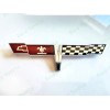 AUTO 1PC Chrome Rear Gas Lid Crossed Flag Emblem Badge