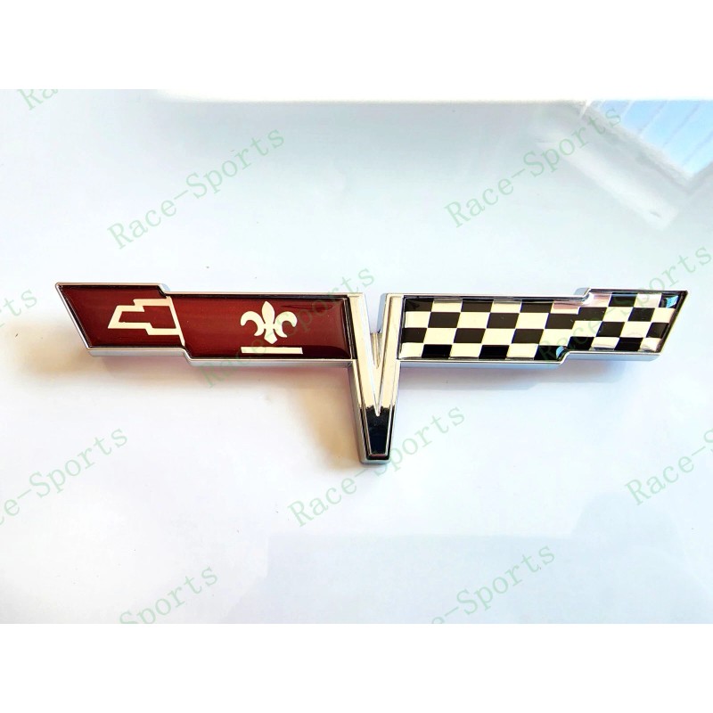 AUTO 1PC Chrome Rear Gas Lid Crossed Flag Emblem Badge