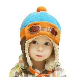 Gorro de ganchillo para bebés y niñas y niños con orejeras de ganchillo, gorro de invierno, cálido, gorro de protección para los oídos, Hat1-azul, Medium